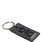 Dolce & Gabbana Black Calf Leather D&G Logo Metal Ring Keyring Keychain