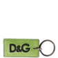 Dolce & Gabbana Green Calf Leather DG Logo Metal Ring Keyring Keychain