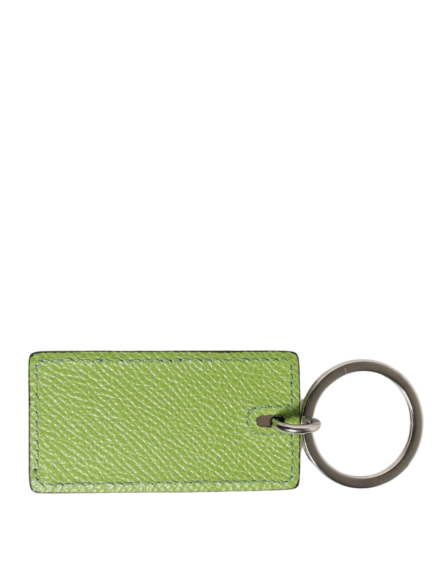 Dolce & Gabbana Green Calf Leather DG Logo Metal Ring Keyring Keychain