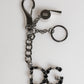Dolce & Gabbana Silver Brass Metal DG Logo Crystal Ring Keyring Keychain