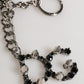 Dolce & Gabbana Silver Brass Metal DG Logo Crystal Ring Keyring Keychain
