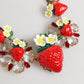 Dolce & Gabbana Gold Brass FRUIT Pendants Flowers Crystal Logo Necklace