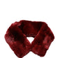 Dolce & Gabbana Red Lamb Fur Collar Women Neck Wrap 50cm x 8cm Scarf
