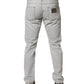 Dolce & Gabbana Light Gray Ripped Cotton Regular Denim Jeans