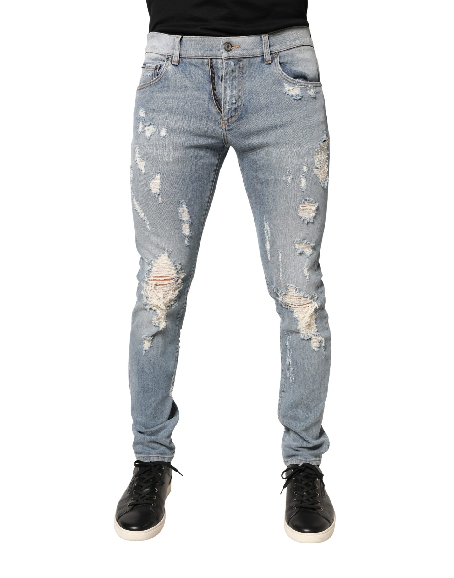 Dolce & Gabbana Light Blue Distressed Skinny Men Denim Jeans