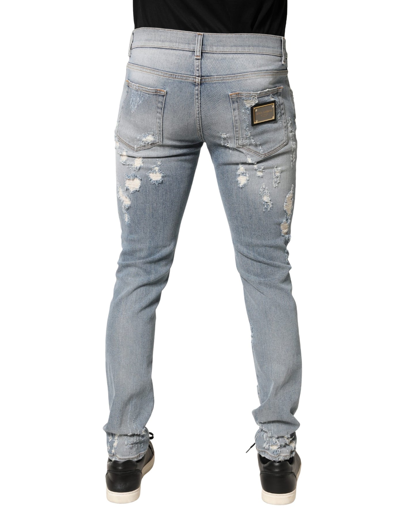 Dolce & Gabbana Light Blue Distressed Skinny Men Denim Jeans
