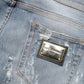 Dolce & Gabbana Light Blue Distressed Skinny Men Denim Jeans