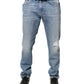 Dolce & Gabbana Blue Tattered Slim Fit Men Cotton Denim Jeans