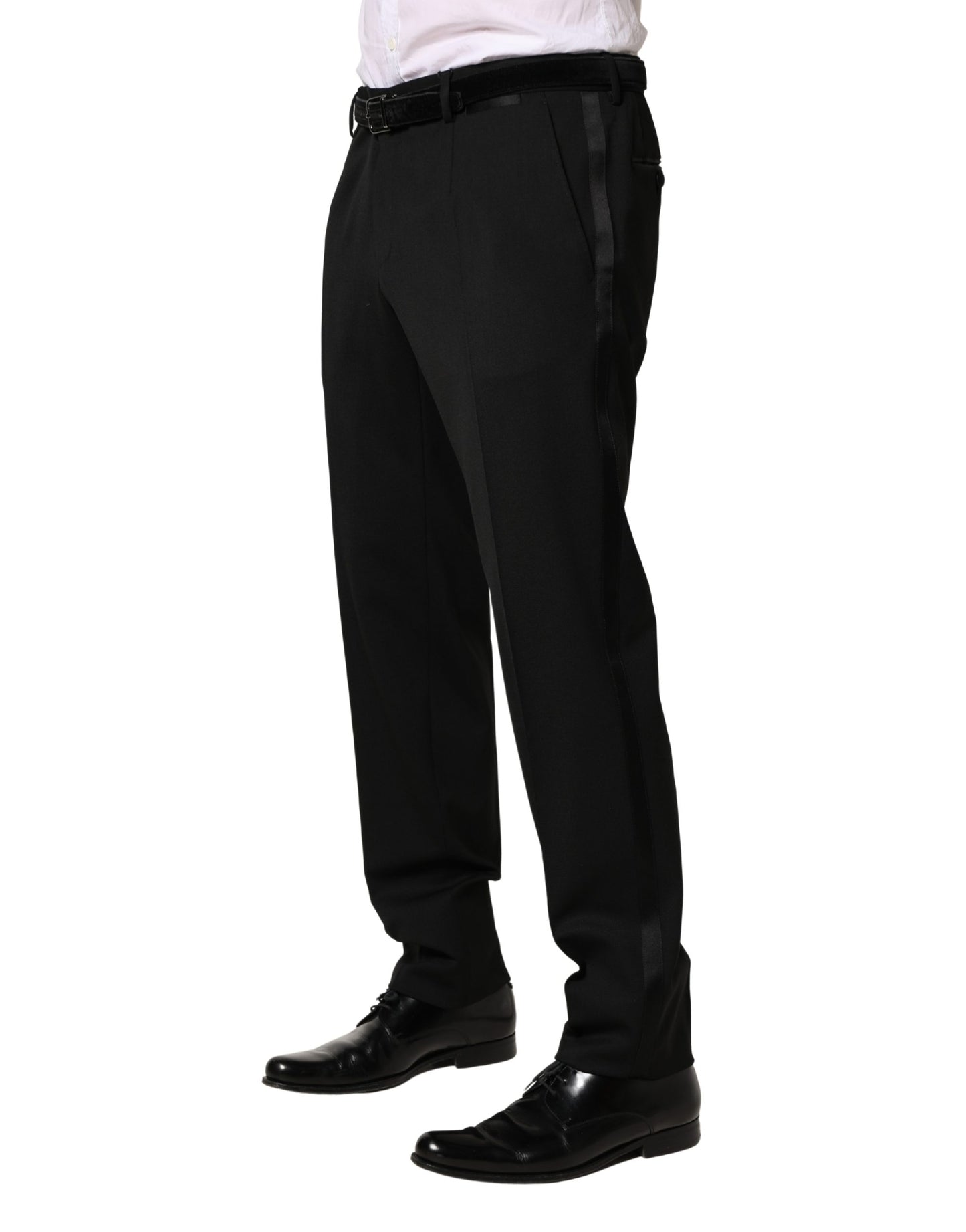 Dolce & Gabbana Black Wool Skinny Men Dress Trouser Pants
