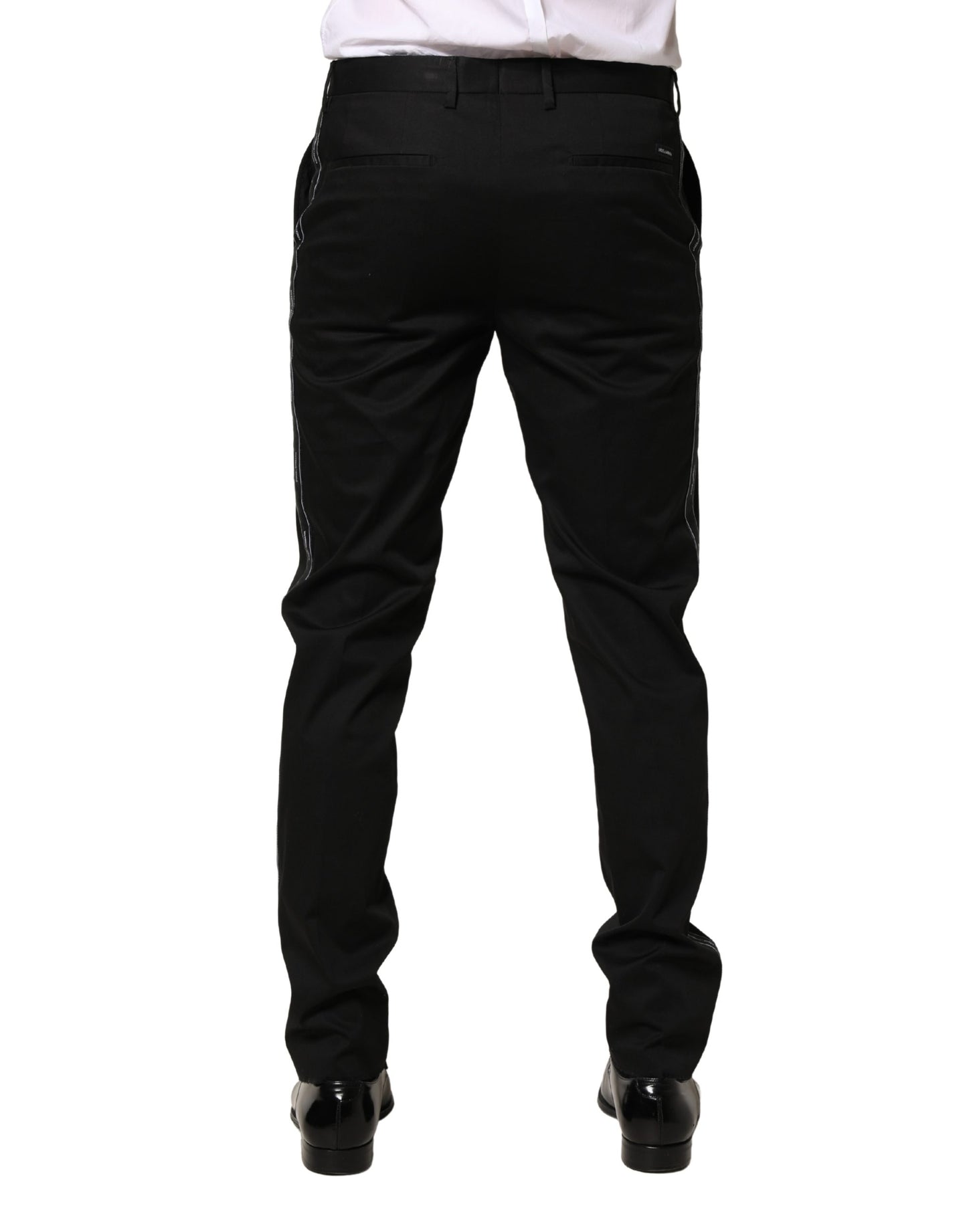 Dolce & Gabbana Black Cotton Skinny Men Dress Trouser Pants