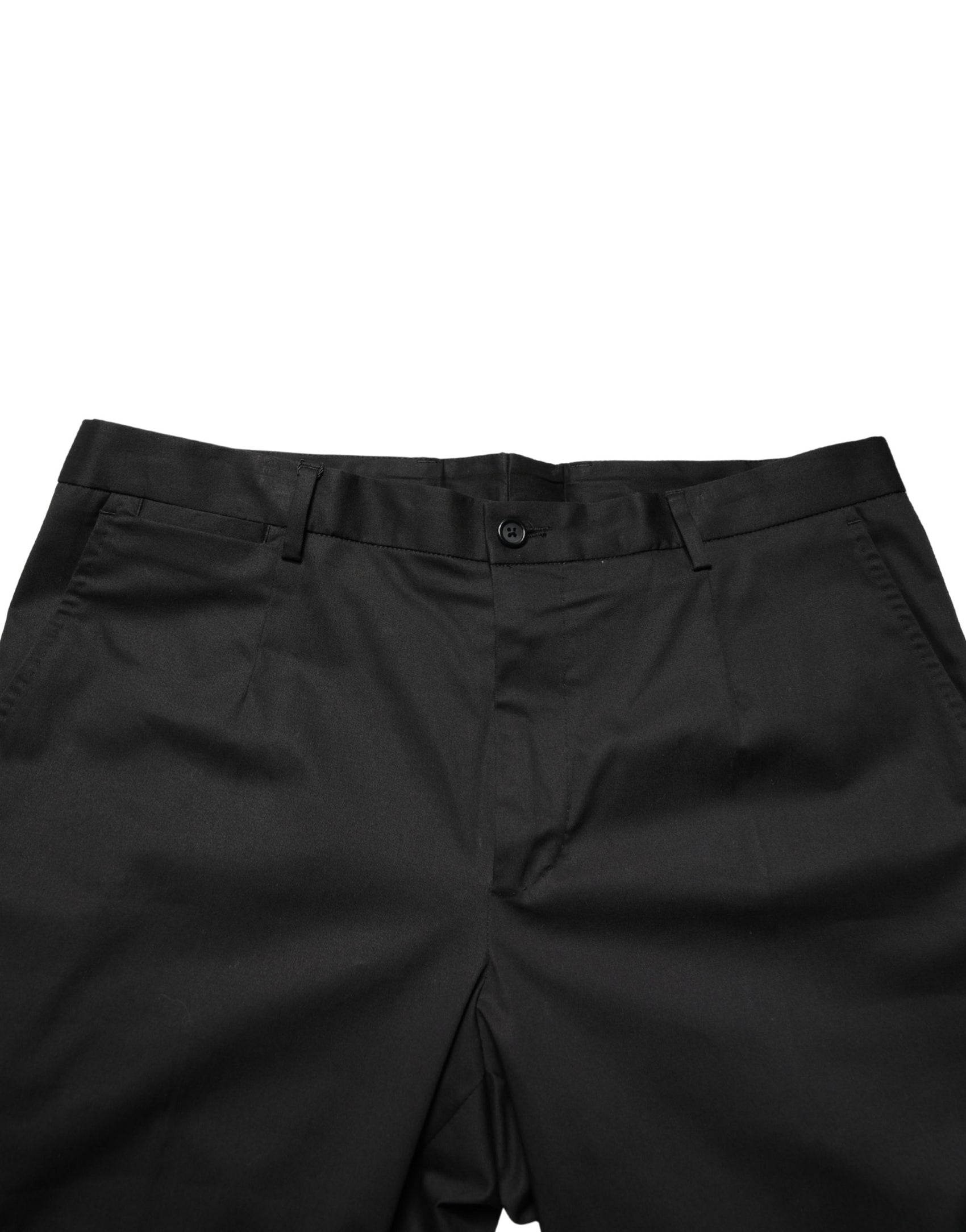 Dolce & Gabbana Black Cotton Skinny Men Dress Trouser Pants