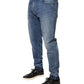 Dolce & Gabbana Blue Tattered Skinny Cotton Denim Jeans