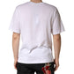 Dolce & Gabbana White Cotton Plain V-Neck Men Shirt T-shirt