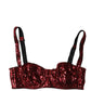 Dolce & Gabbana Red Sequined Nylon Balconnet Bra Underwear