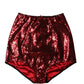 Dolce & Gabbana Red Sequin Embellished High Waist Girdle Underwear