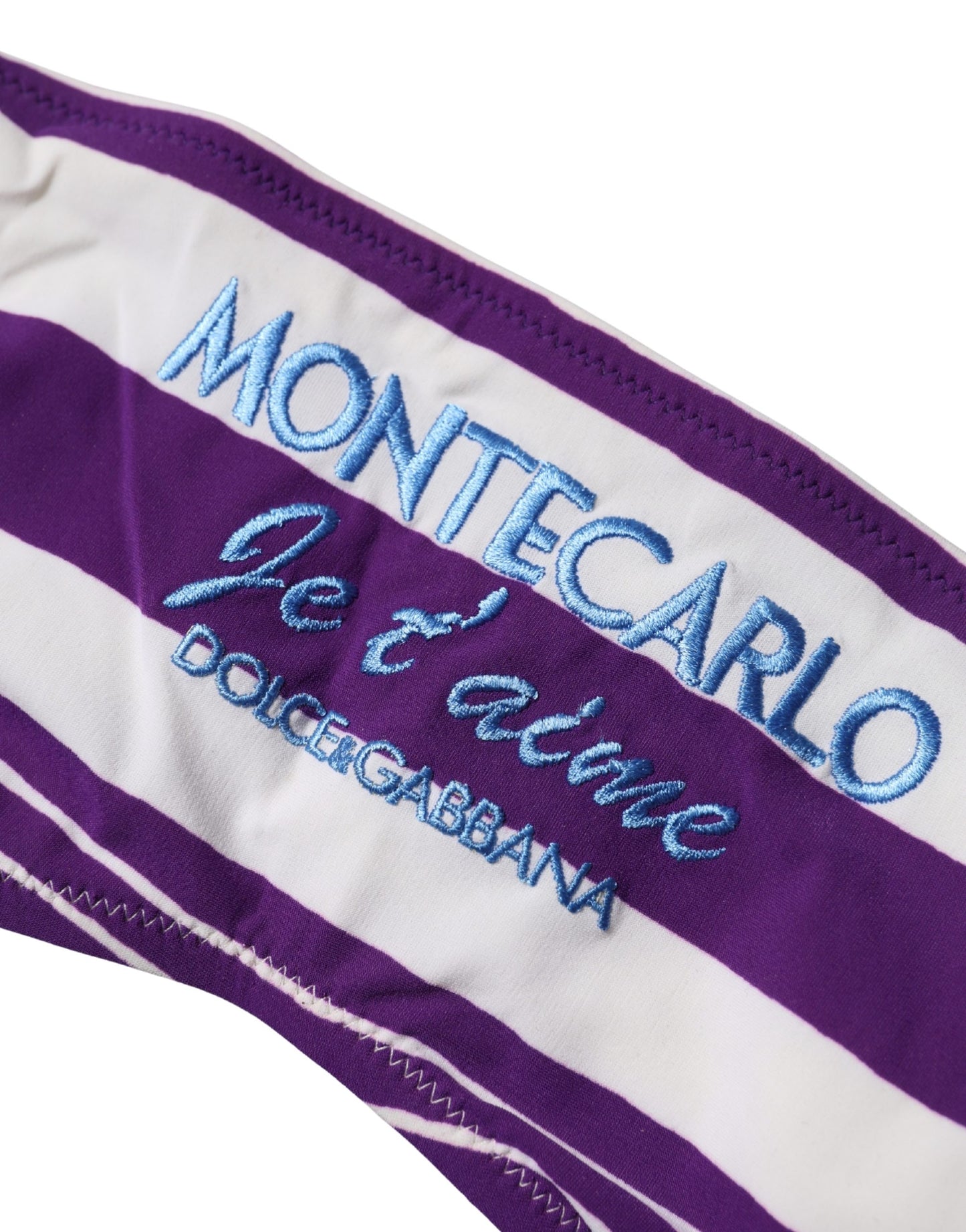 Dolce & Gabbana Purple White Stripes Nylon Bandeau Swimwear