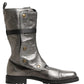 Dolce & Gabbana Metallic Silver Combat Biker Mid Calf Boots Shoes