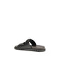 Ferragamo Black Calf Leather Bos Taurus Flat Sandals