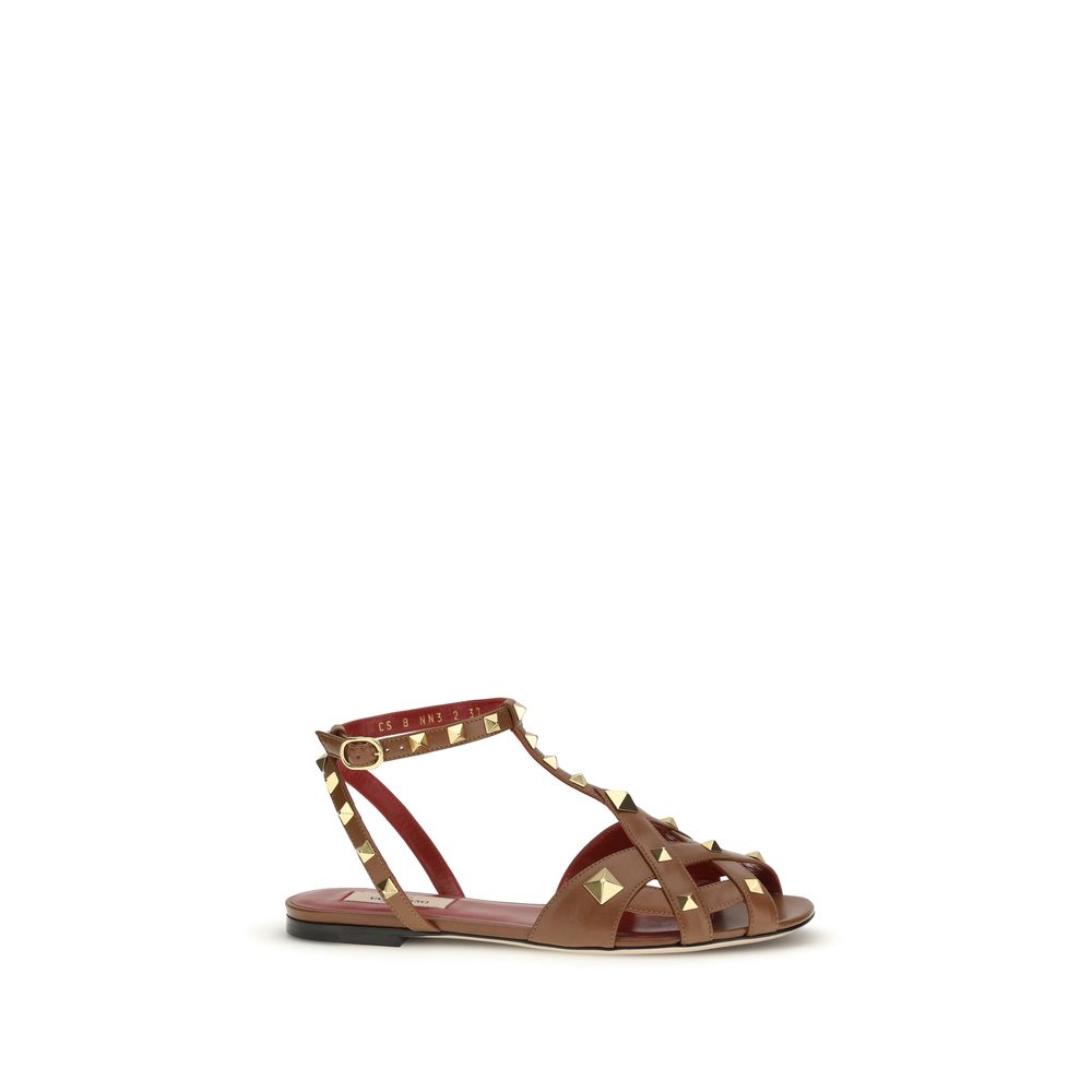 Valentino Garavani Brown Goatskin Strap-On Sandals