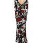 Dolce & Gabbana Black Floral Viscose Bodycon Long Gown Dress