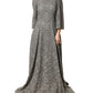Dolce & Gabbana Gray Lace Long Sleeves Cotton Maxi Dress