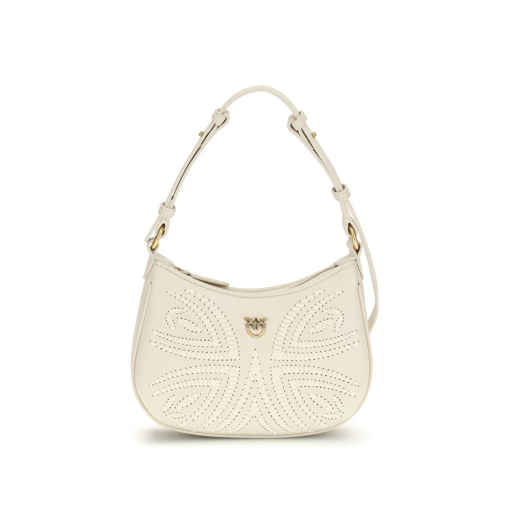PINKO White Calf Leather Bos Taurus Shoulder Bag