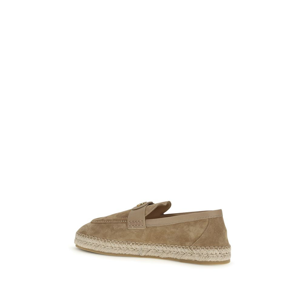 Valentino Garavani Beige Calf Leather Bos Taurus Espadrilles