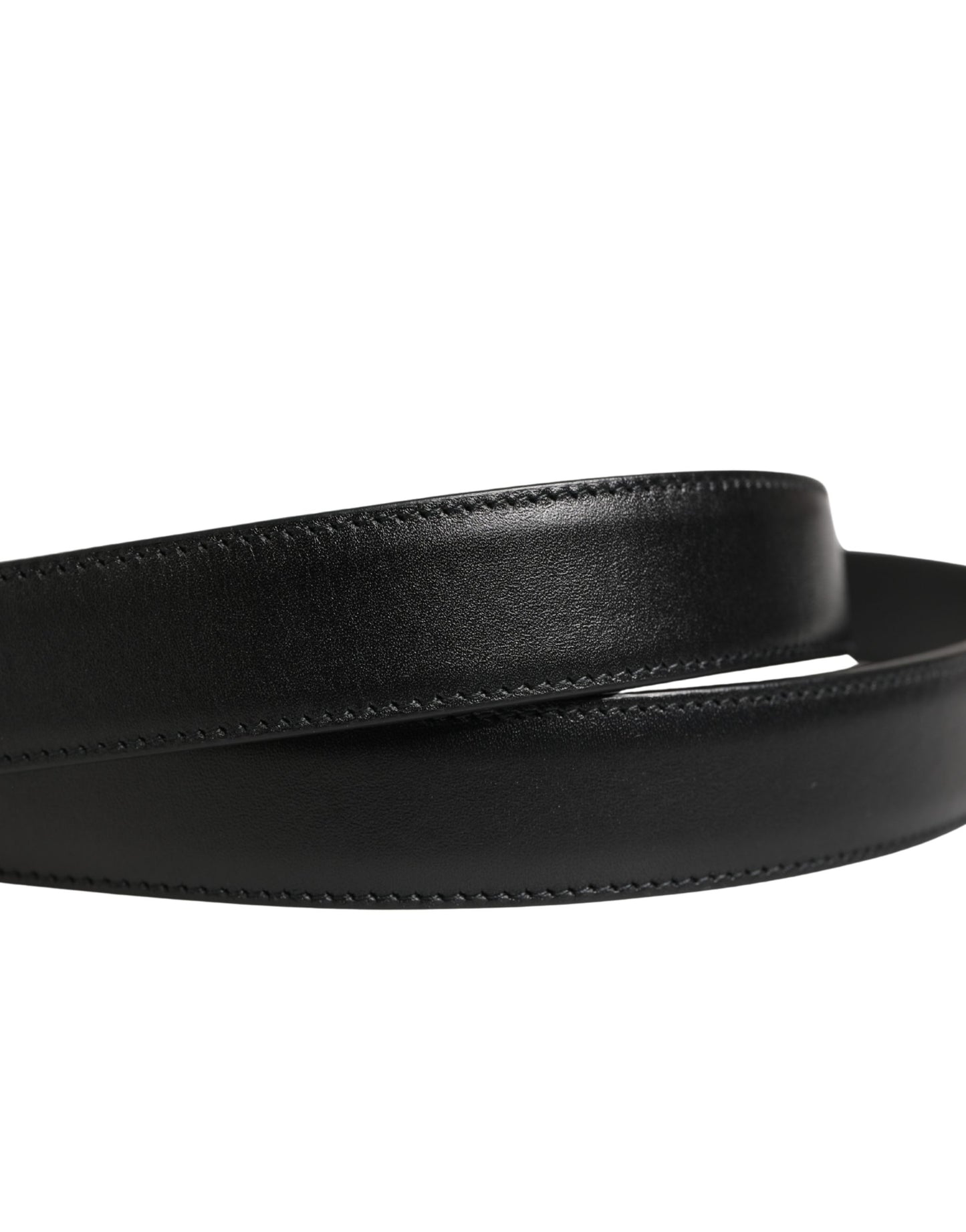 Dolce & Gabbana Men Black Classic Leather Metal Buckle Belt