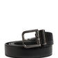 Dolce & Gabbana Men Black Classic Leather Metal Buckle Belt
