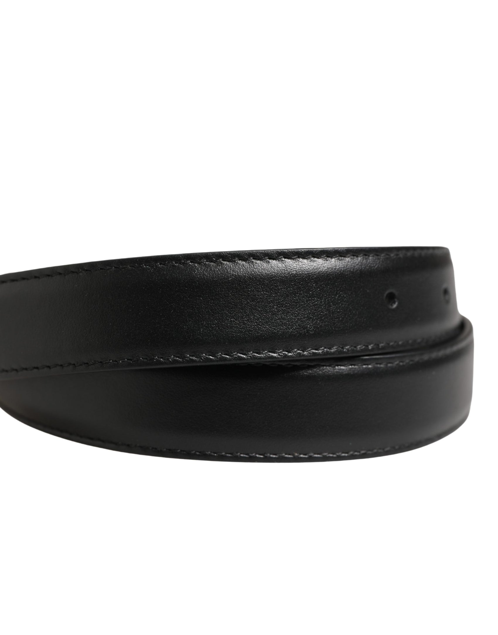 Dolce & Gabbana Men Black Classic Leather Metal Buckle Belt