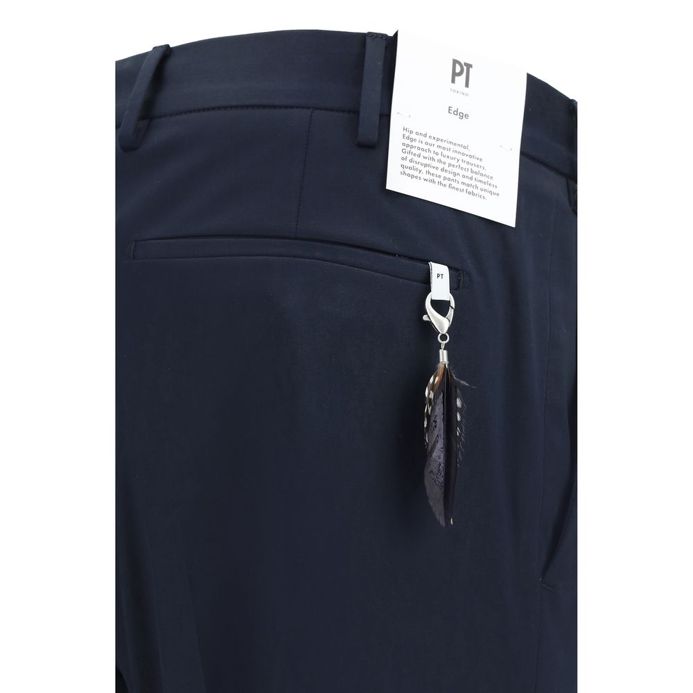 PT Torino Blue Cotton Casual Pants
