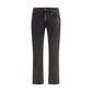 7FOR Black Cotton Straight-Leg Jeans