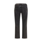 7FOR Black Cotton Straight-Leg Jeans