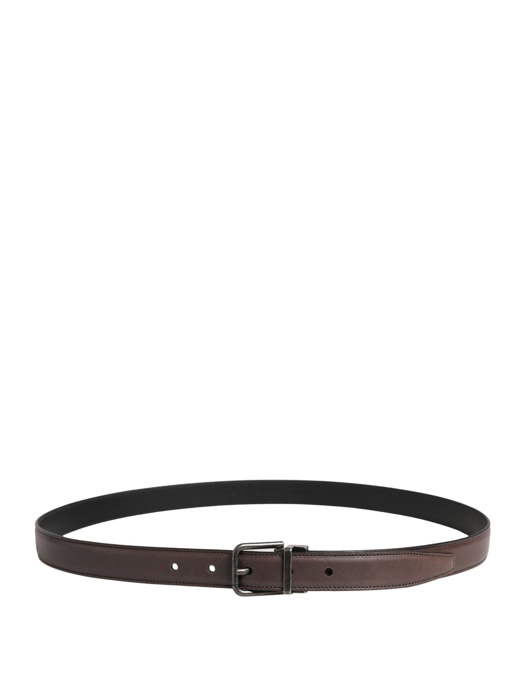 Dolce & Gabbana Men Brown Classic Leather Metal Buckle Belt