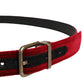 Dolce & Gabbana Men Burgundy Velvet Cotton Metal Buckle Belt