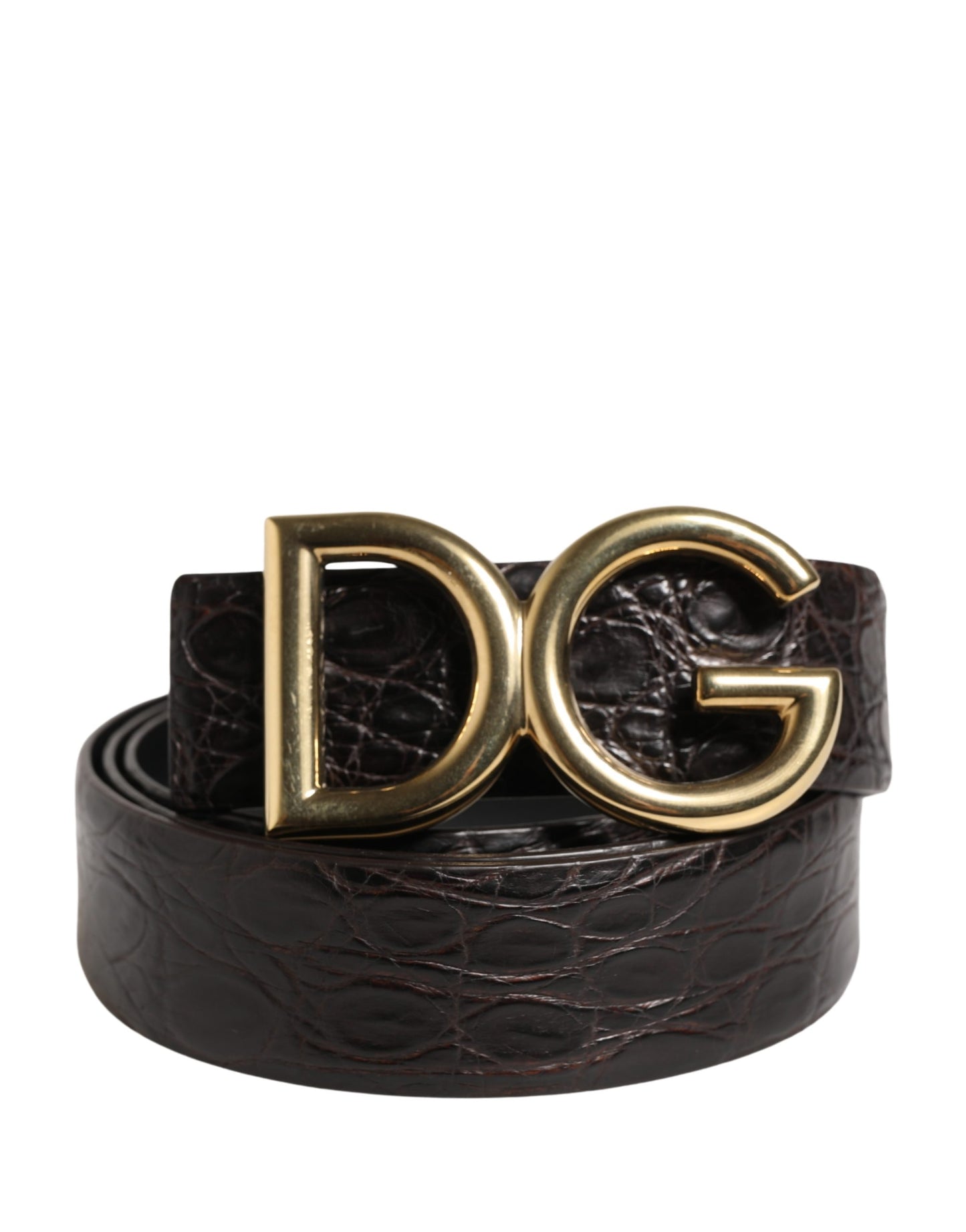 Dolce & Gabbana Men Black Exotic Leather Logo Buckle Belt