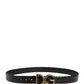 Dolce & Gabbana Men Black Exotic Leather Logo Buckle Belt