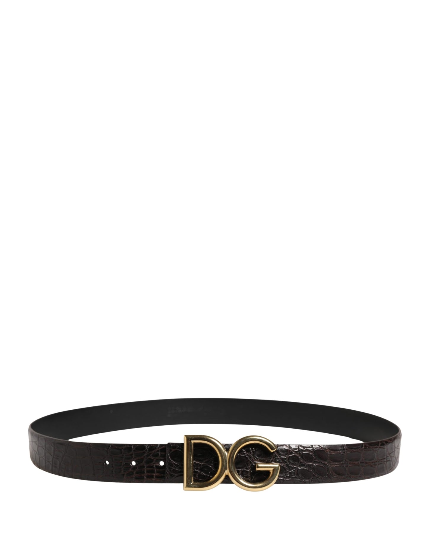 Dolce & Gabbana Men Black Exotic Leather Logo Buckle Belt