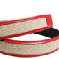 Dolce & Gabbana Men Beige Red Woven Leather Metal Buckle Belt