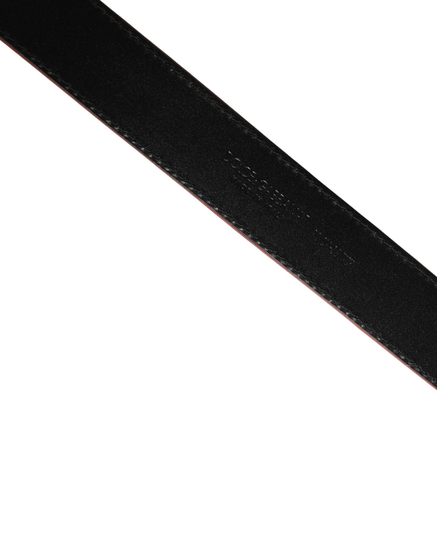 Dolce & Gabbana Men Beige Red Woven Leather Metal Buckle Belt