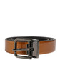 Dolce & Gabbana Men Brown Classic Leather Metal Buckle Belt