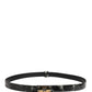 Dolce & Gabbana Men Black Marble Leather DG Logo Buckle Belt