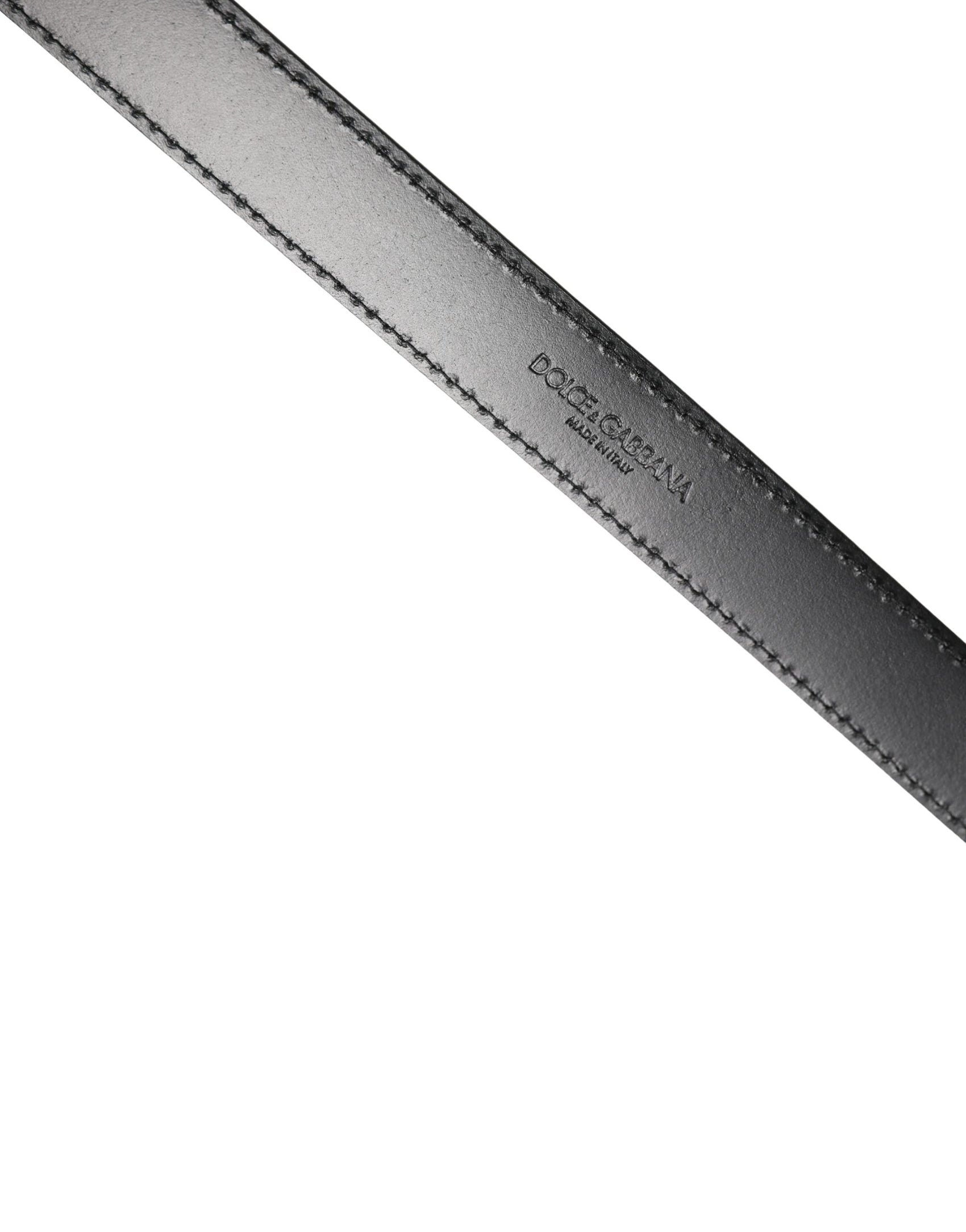 Dolce & Gabbana Men Black Marble Leather DG Logo Buckle Belt