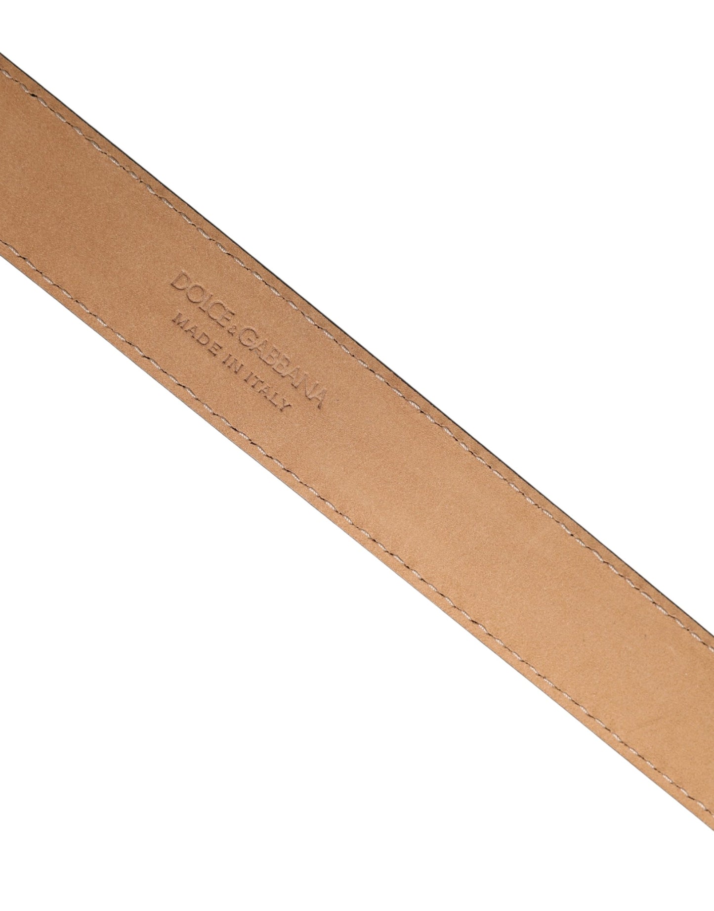 Dolce & Gabbana Men Black Marble Leather Metal Buckle Belt