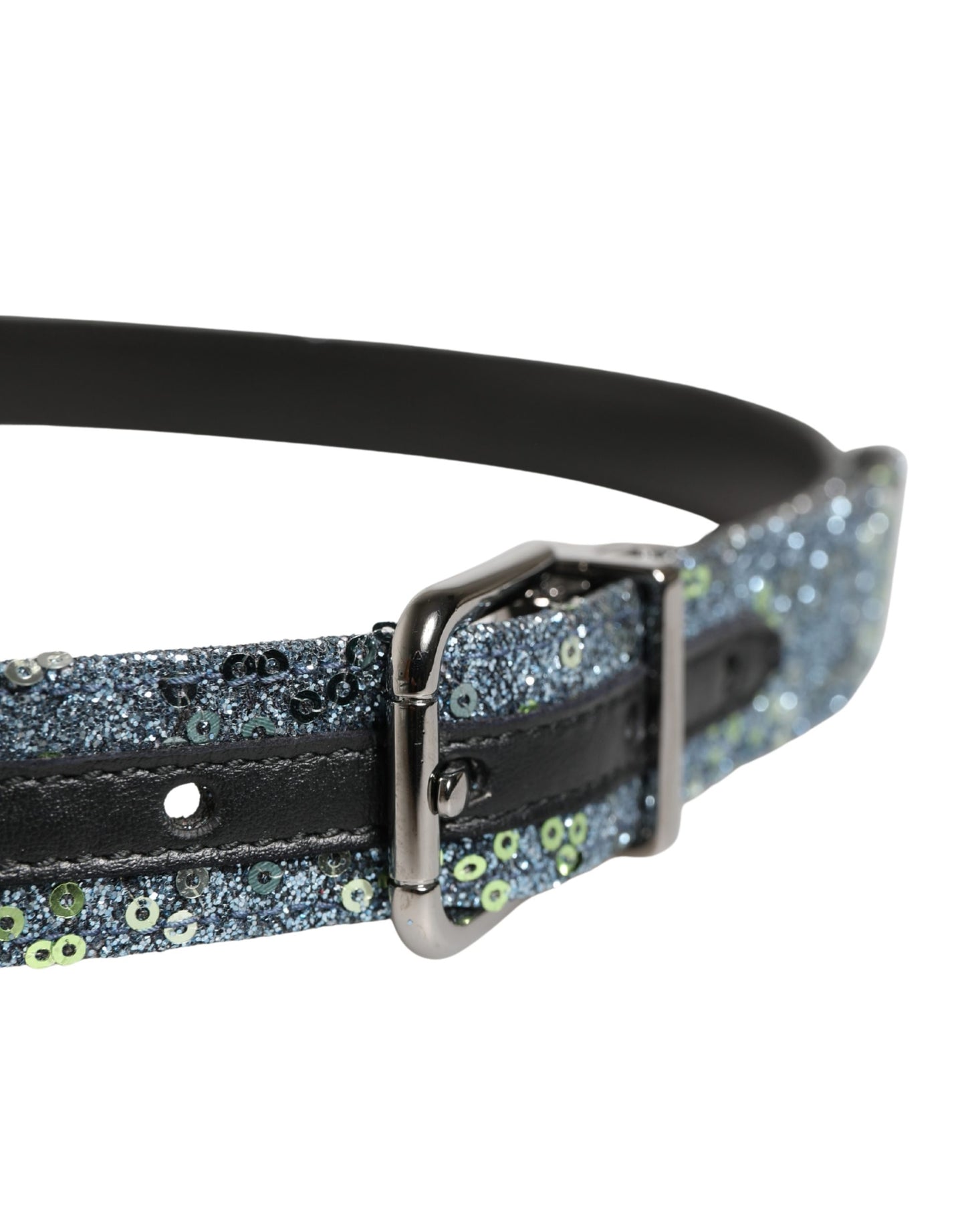 Dolce & Gabbana Men Multicolor Sequin Silver Metal Buckle Belt