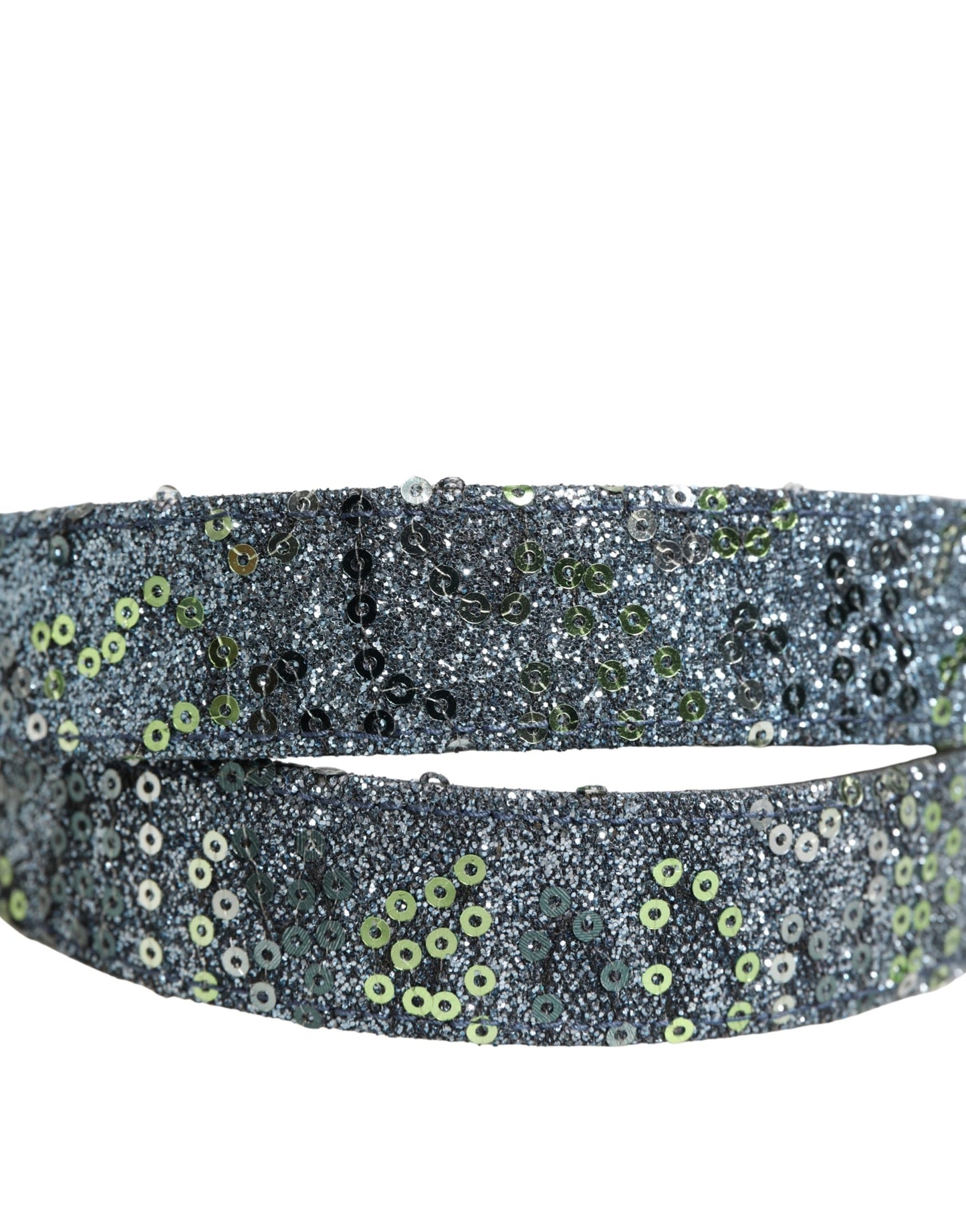 Dolce & Gabbana Men Multicolor Sequin Silver Metal Buckle Belt
