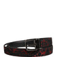 Dolce & Gabbana Black Red Polyester Silver Metal Buckle Belt