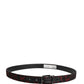 Dolce & Gabbana Black Red Polyester Silver Metal Buckle Belt