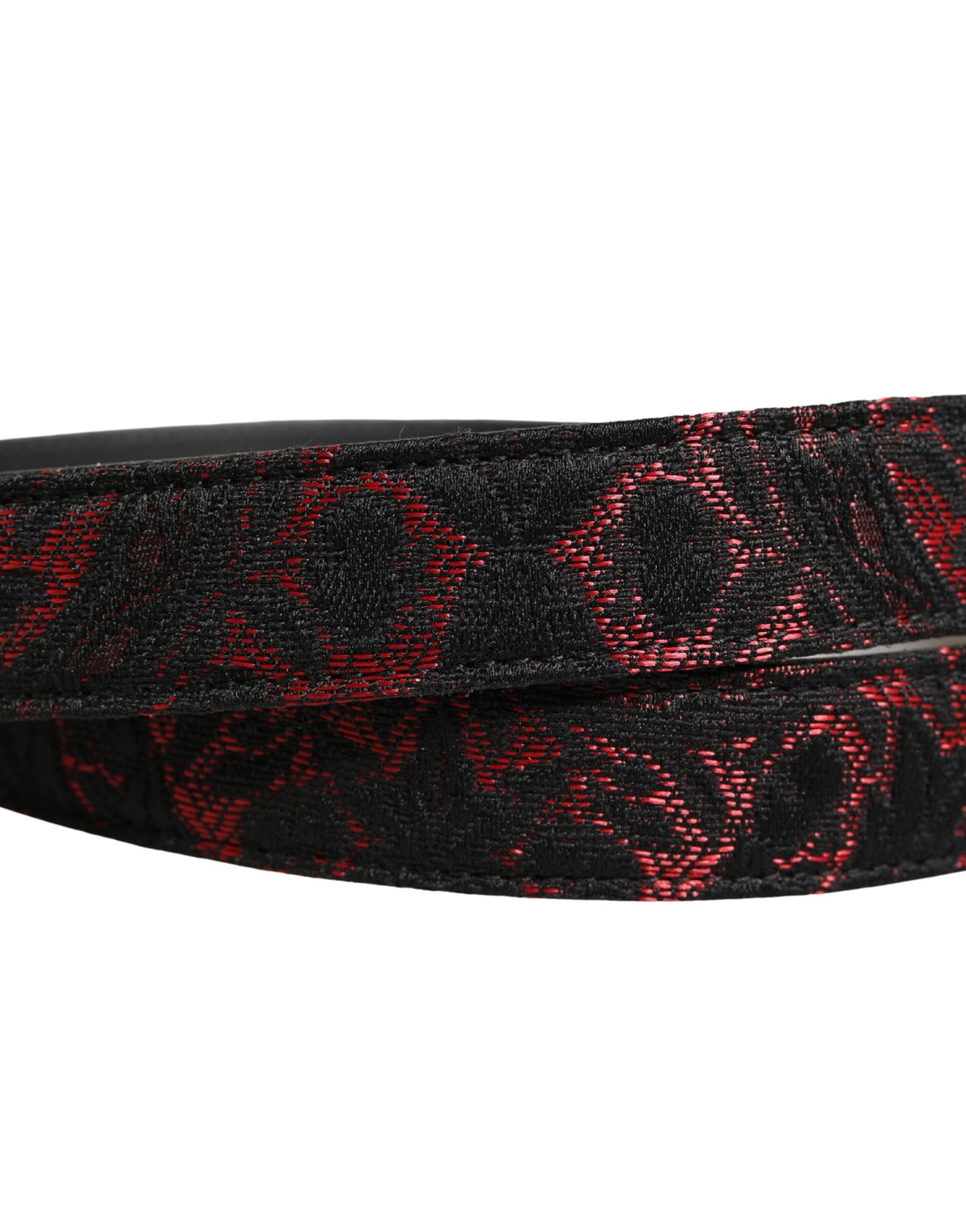 Dolce & Gabbana Black Red Polyester Silver Metal Buckle Belt