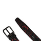 Dolce & Gabbana Black Red Polyester Silver Metal Buckle Belt